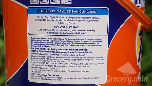 Ingredients Tide With Downy 9kg Bucket