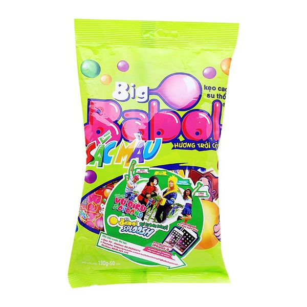 Big Babol Colours Fruits Flavour Bubble Gum Bag 190G