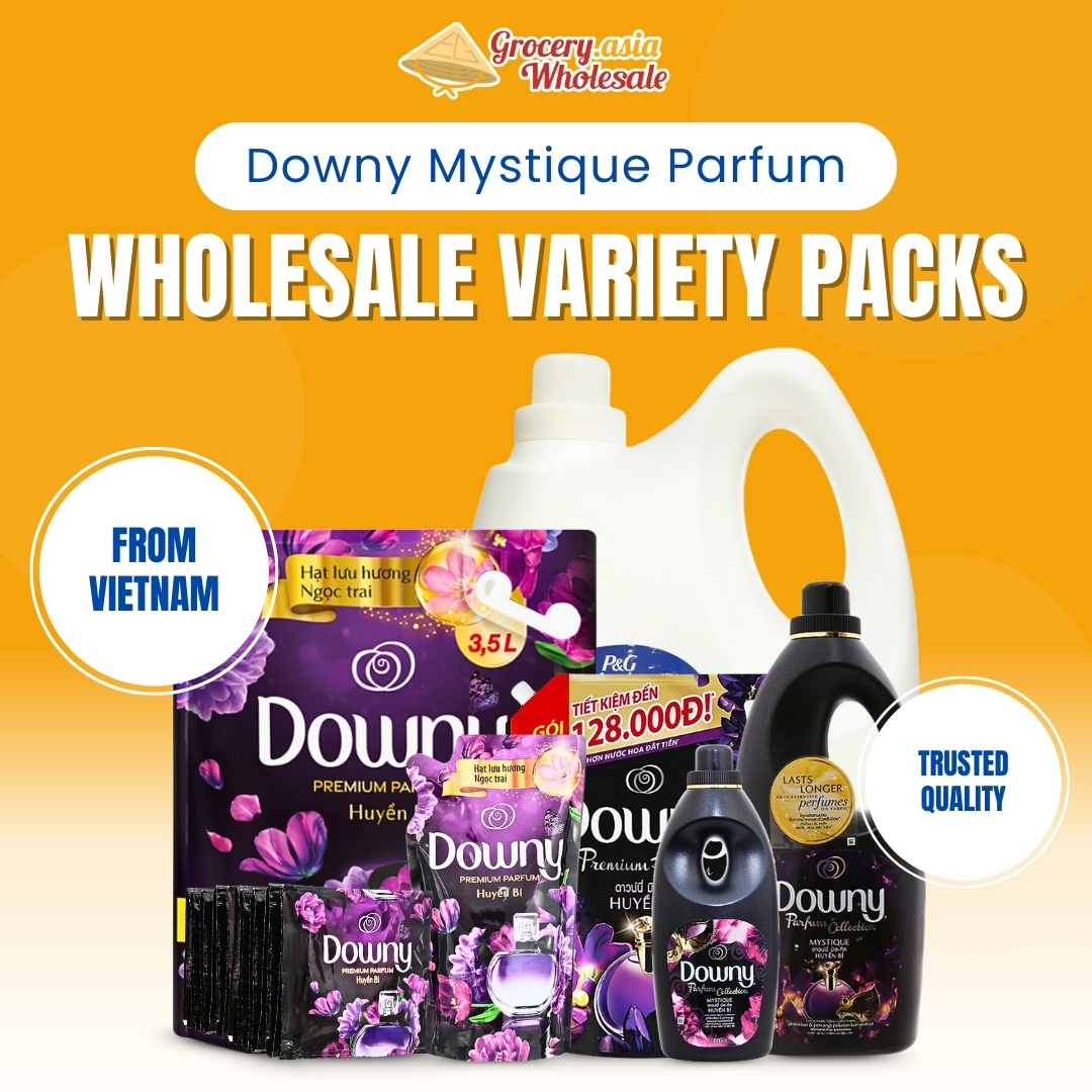 Variety of Downy Mystique Perfume Collection packs in different sizes and formats