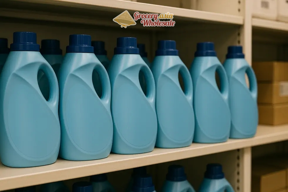 Multiple Downy bottles shown with secure caps and clean surfaces to indicate leak prevention.