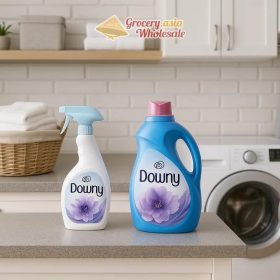 A modern laundry room showcasing Downy products for efficient stain removal.