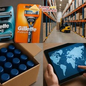 Different carton sizes of Gillette products illustrating standard wholesale MOQ requirements.