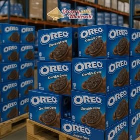 A vast stockroom filled with diverse Oreo products ready for wholesale.