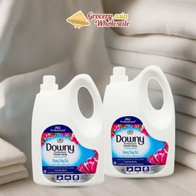 A vibrant display of Downy Fabric Conditioner bottles showing different variants.