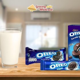 Artistic arrangement of global OREO packages around a globe.