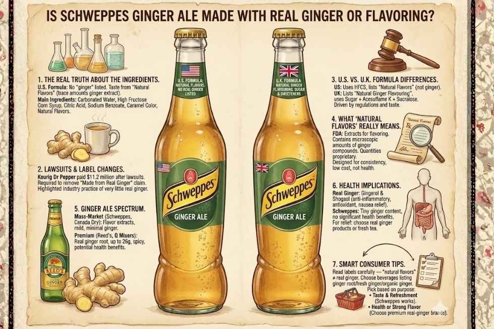 Is Schweppes ginger ale made with real ginger or flavoring