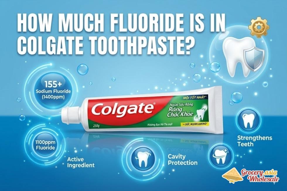 How much fluoride is in Colgate toothpaste label