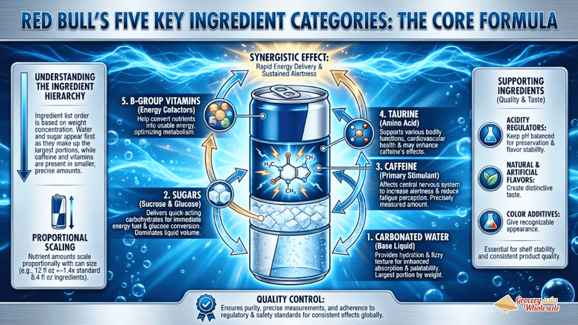 Red Bull's Core Formula: Five Key Ingredient Categories