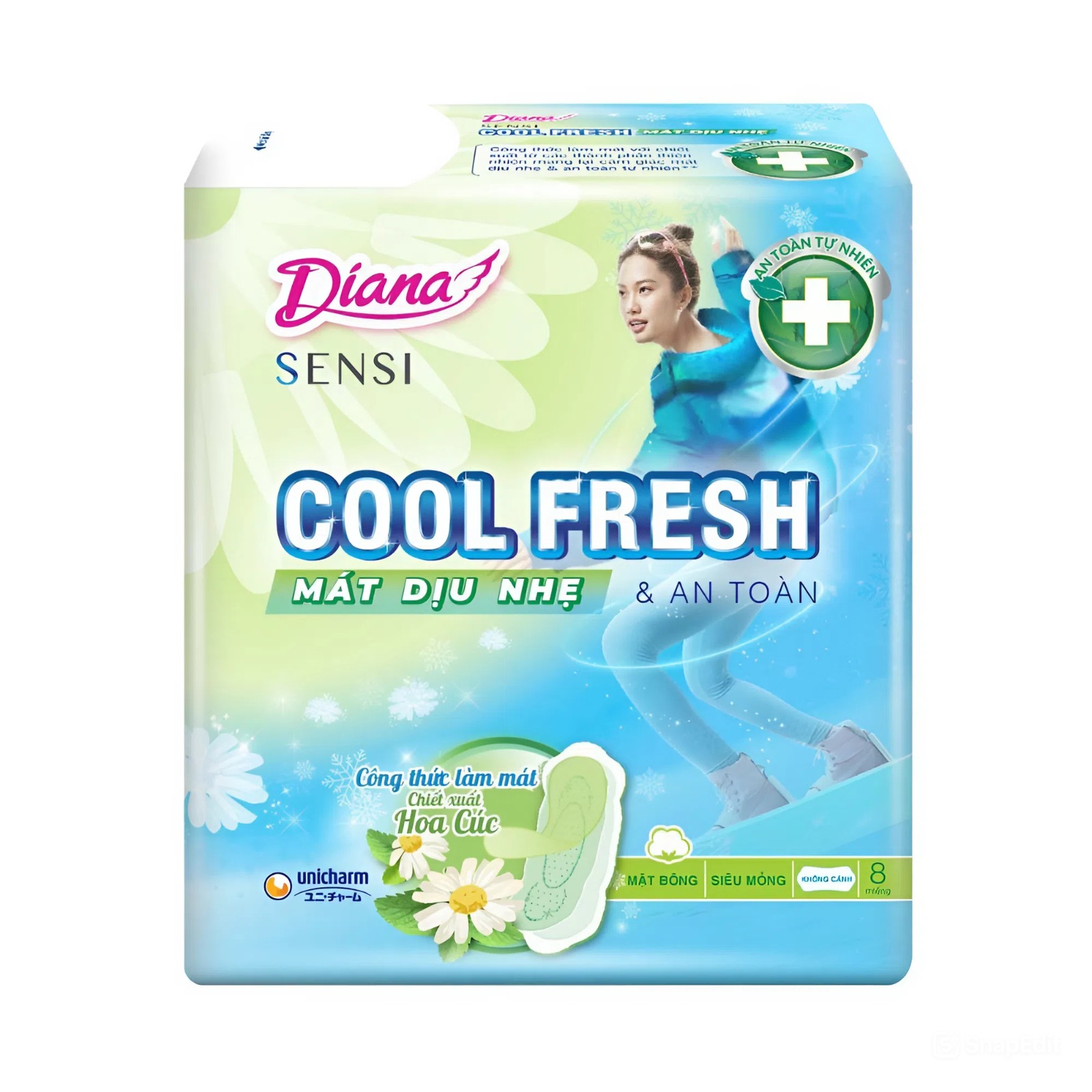 Diana Sensi Cool Fresh Gentle Ultra Thin Sanitary Pads Without Wings 23cm – 8 Pads